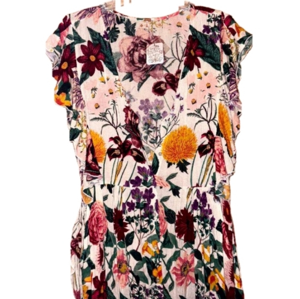 NWT! Free People Dana Floral Midi Dress - Picture 3 of 11